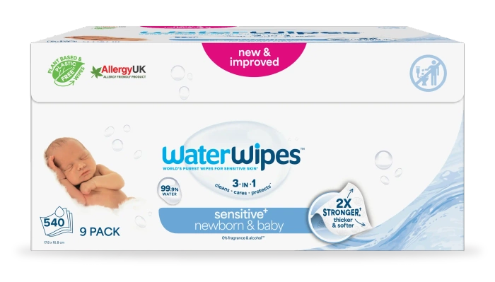 Chusteczki nawilżane dla dzieci i niemowląt Bio, WaterWipes, 9x60 szt.