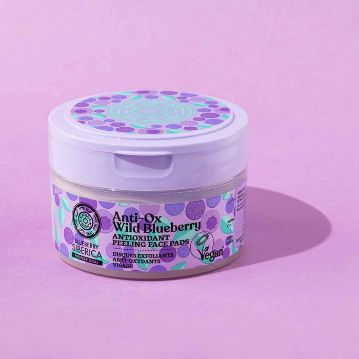 Antyoksydacyjne Płatki Peelingujące do Twarzy Blueberry, Natura Siberica, 20 szt.