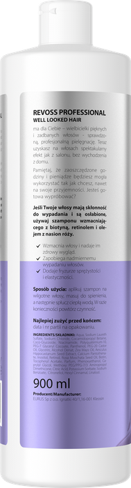 Szampon do włosów wzmacniający, z biotyną , Revoss, 900ml