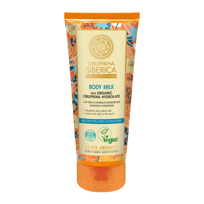 Wegańskie, odżywczo - nawadniające mleczko do ciała na bazie hydrolatu z rokitnika, Natura Siberica, 200ml