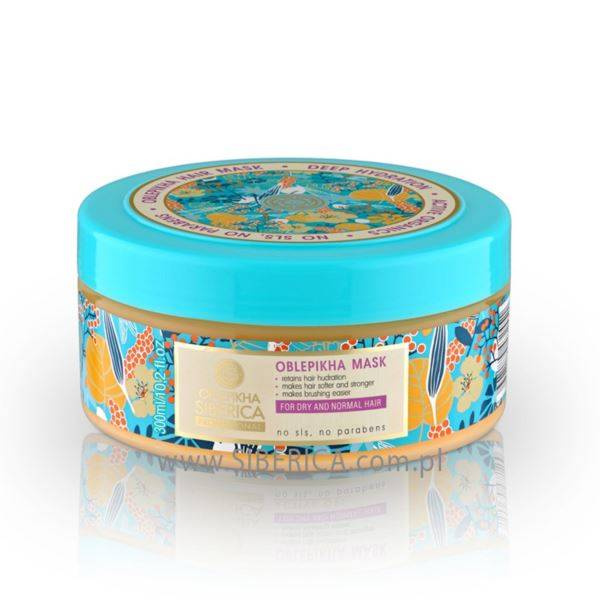 Maska Rokitnikowa Głębokie Nawilżenie Do Włosów Suchych i Normalnych, Oblepikha Professional, Natura Siberica, 300ml