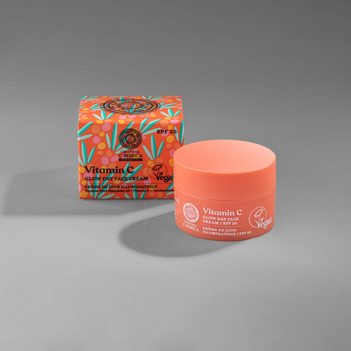 Rozświetlający Krem do Twarzy z Filtrem SPF 20 z Witaminą C Oblepikha C-berrica, Natura Siberica, 50 ml