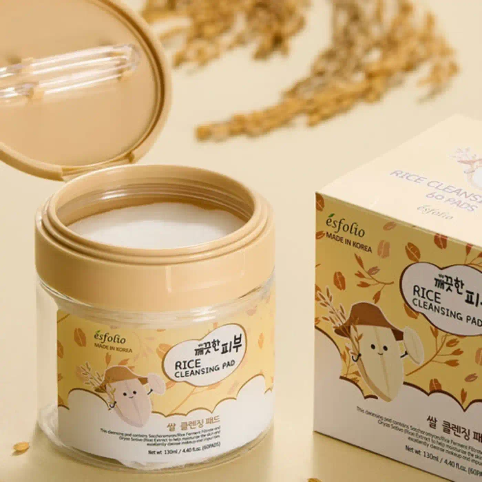 Płatki do demakijażu z ekstraktem z ryżu oczyszczające, Esfolio, 60 szt