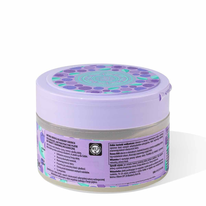 Antyoksydacyjne Płatki Peelingujące do Twarzy Blueberry, Natura Siberica, 20 szt.