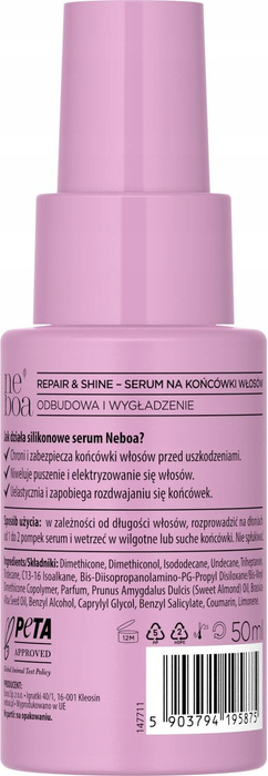 Odbudowujące i wygładzające serum na końcówki włosów, Neboa, 50 ml