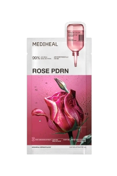 Maska w płachcie zwężająca pory z ekstraktem z róży damasceńskiej, ROSE PDRN ESSENTIAL MASK, Mediheal, 24 ml
