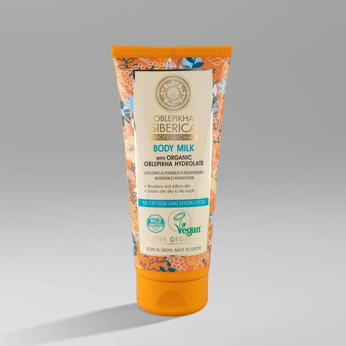 Wegańskie, odżywczo - nawadniające mleczko do ciała na bazie hydrolatu z rokitnika, Natura Siberica, 200ml