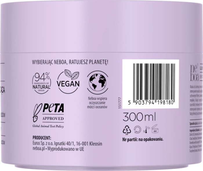 Maska do laminacji włosów wygładzająca, Glossy Hair, Neboa, 300ml