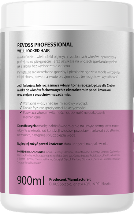 Maska do włosów farbowanych, Revoss, 900ml