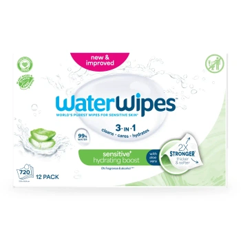 Chusteczki nawilżane dla dzieci z aloesem, Water Wipes, 12x60 szt.