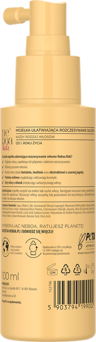 Mgiełka ułatwiająca rozczesywanie włosów, Neboa Kids, 100 ml