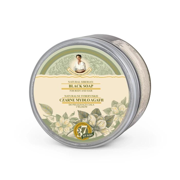 Czarne mydło do ciała i włosów, Babuszka Agafia, 500 ml