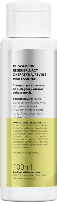 Mini Szampon do włosów z keratyną regenerujący, Revoss, 100 ml