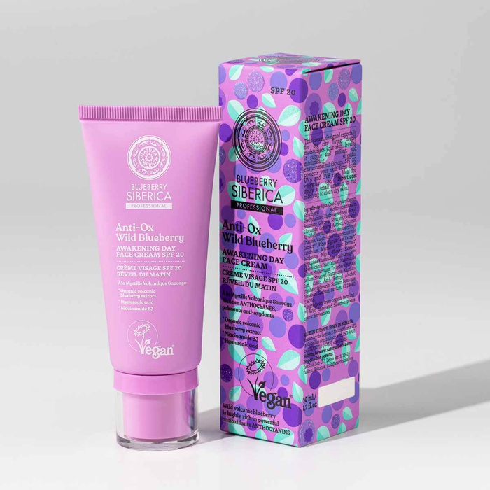 Pobudzający Krem do Twarzy z Filtrem SPF20, Blueberry Siberica, 50 ml