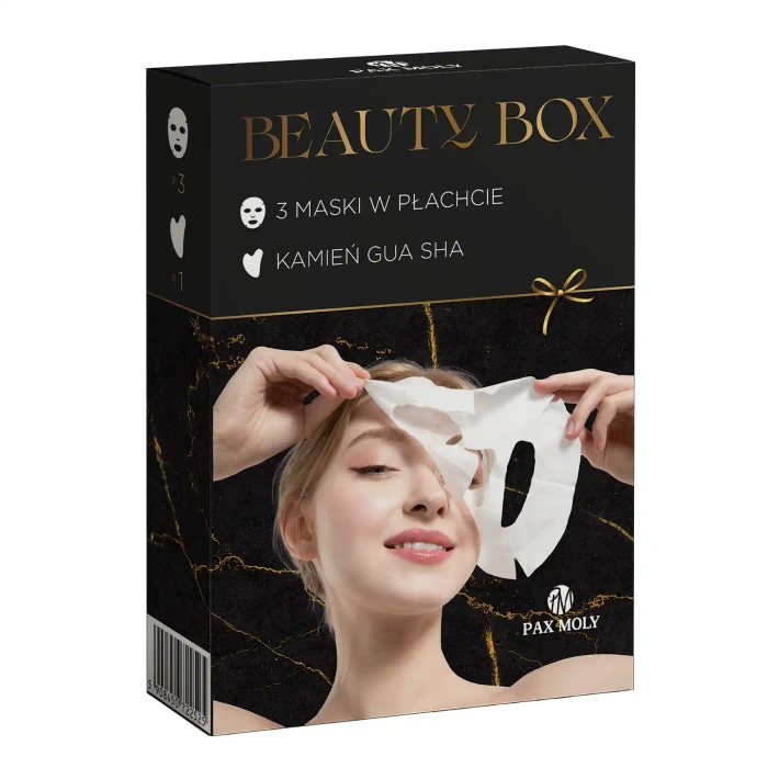 Zestaw Beauty Set 3x maseczka to twarzy + kamień Gua Sha, Pax Moly, 3x25ml + 1szt.