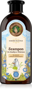 Szampon ze zsiadłym mlekiem do włosów suchych i farbowanych,  Receptury Zielarki, 350 ml