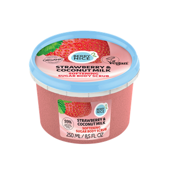 Wygładzający Cukrowy Scrub Do Ciała Truskawka & Mleko Kokosowe, Berry Nice, 250 ml
