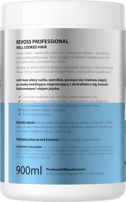 Maska do włosów nawilżająco-regenerująca Algae, Revoss, 900ml