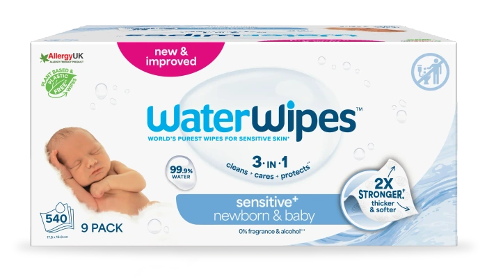 Chusteczki nawilżane dla dzieci i niemowląt Bio, WaterWipes, 9x60 szt.