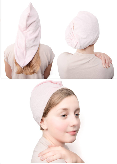 Turban do włosów, różowy, Echolux, 1 szt.
