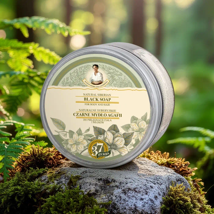 Czarne mydło do ciała i włosów, Babuszka Agafia, 500 ml