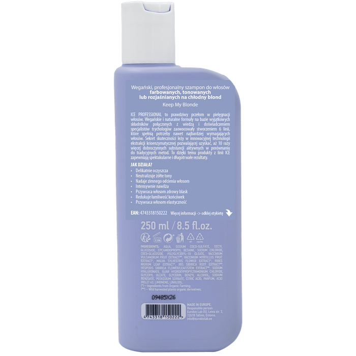 Profesjonalny szampon do włosów farbowanych,Keep My Blonde, Ice Professional, 250 ml