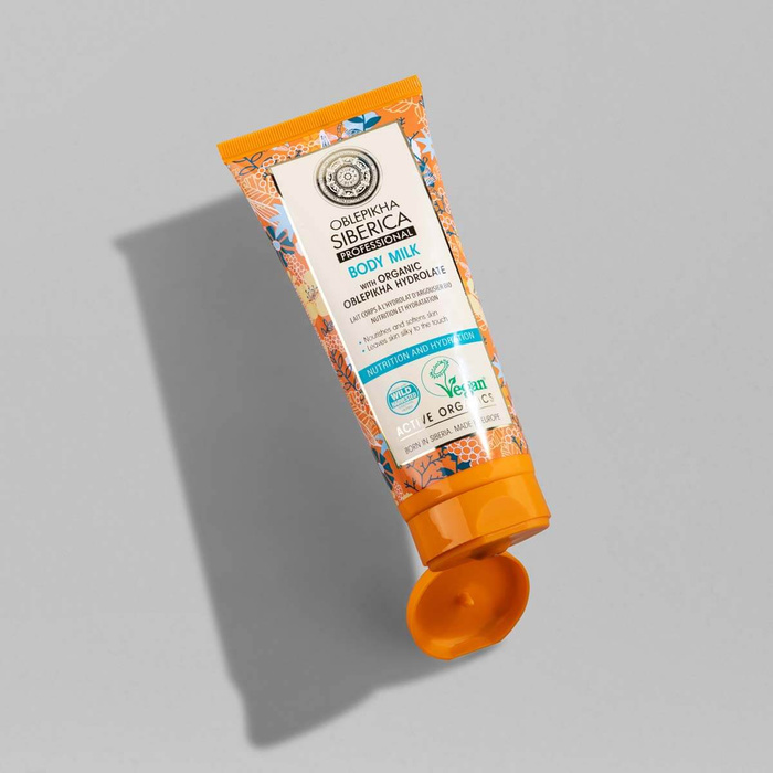 Wegańskie, odżywczo - nawadniające mleczko do ciała na bazie hydrolatu z rokitnika, Natura Siberica, 200ml