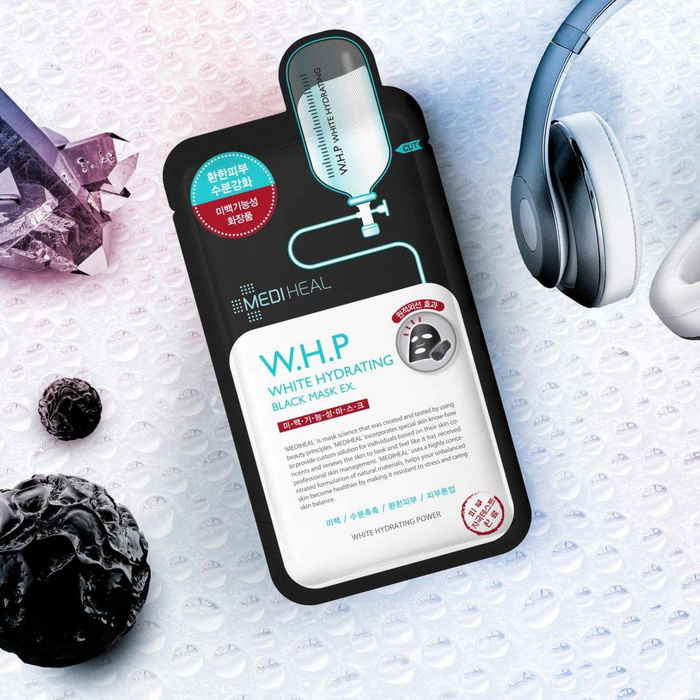 Maska czarna węglowa W.H.P. nawilżająco-wybielająca, Mediheal, 25 ml