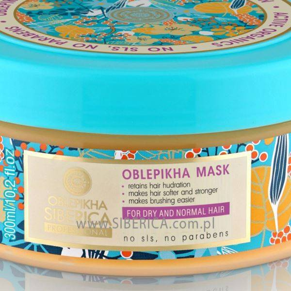 Maska Rokitnikowa Głębokie Nawilżenie Do Włosów Suchych i Normalnych, Oblepikha Professional, Natura Siberica, 300ml