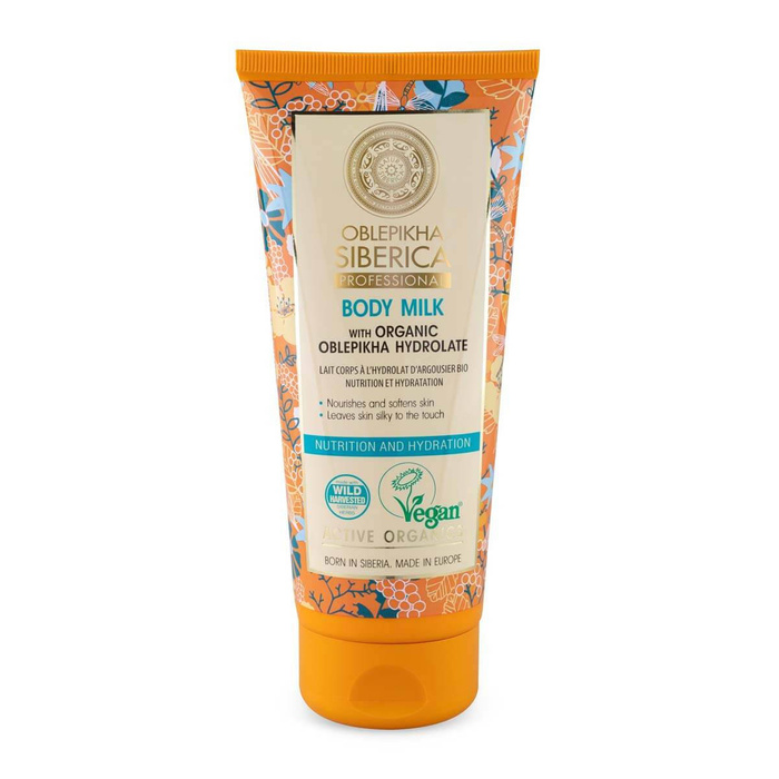 Wegańskie, odżywczo - nawadniające mleczko do ciała na bazie hydrolatu z rokitnika, Natura Siberica, 200ml
