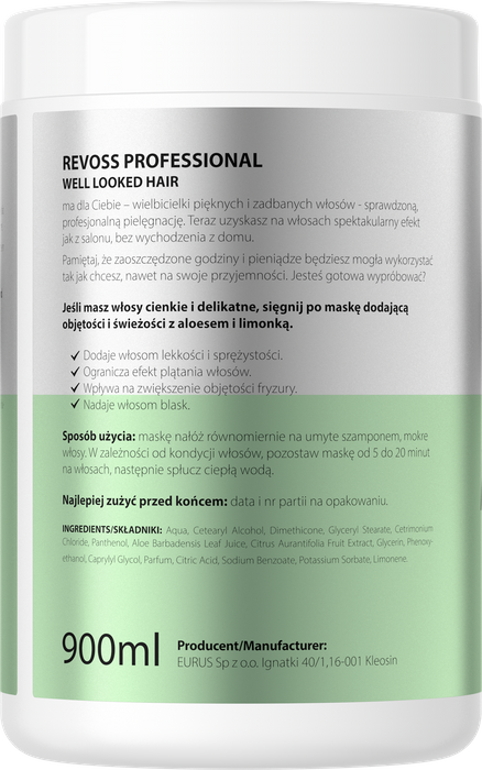 Maska do włosów zwiększająca objętość, Revoss, 900ml