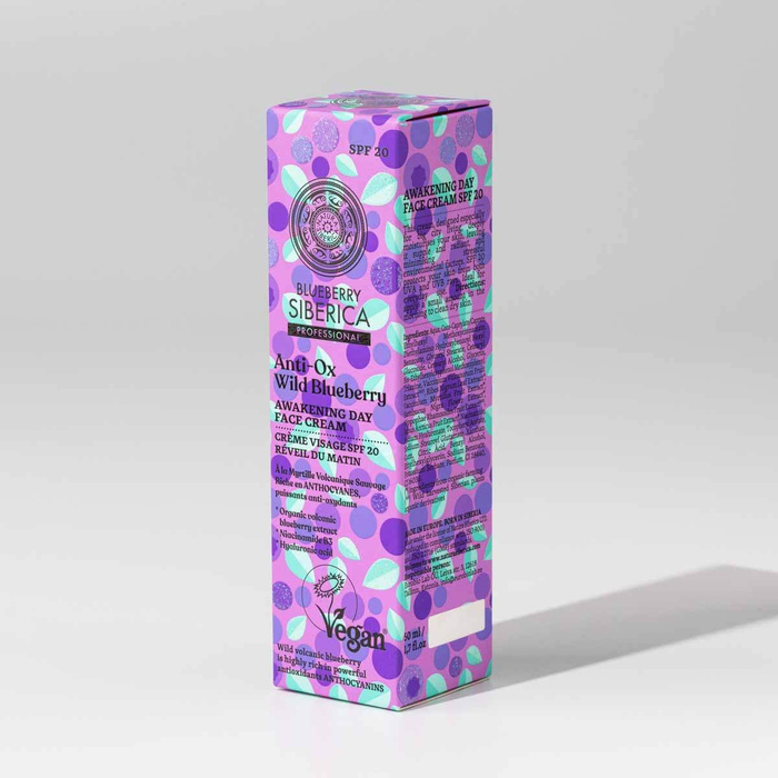 Pobudzający Krem do Twarzy z Filtrem SPF20, Blueberry Siberica, 50 ml
