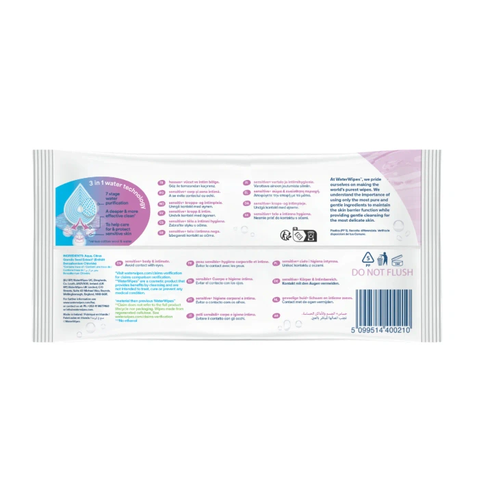 Chusteczki nawilżane dla dorosłych, Adult Care XL 20x30cm, WaterWipes, 30 szt.