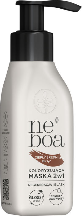 Maska koloryzująca 2w1 ciepły średni brąz, Neboa, 100 ml