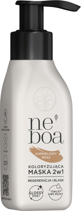 Maska koloryzująca 2w1 karmelowy brąz, Neboa, 100 ml