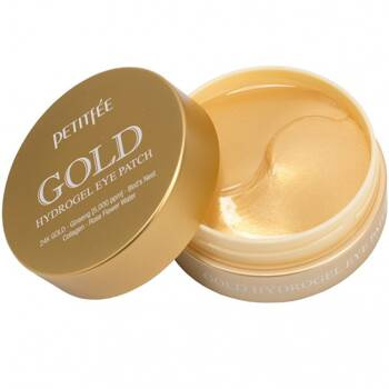 Nawilżająco-rozświetlające hydrożelowe płatki pod oczy ze złotem, Petitfee, 60 szt.