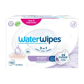 Chusteczki nawilżane dla dzieci z lawendą, kojące, Water Wipes, 12x60 szt.