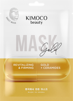 Rewitalizująco-ujędrniająca maska w płachcie ze złotem koloidalnym i ceramidami, Kimoco Beauty, 23 ml