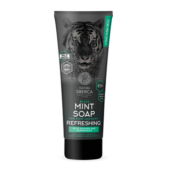 Naturalne, miętowe, odświeżające, czarne mydło do włosów i ciała, Natura Siberica Men, 200ml