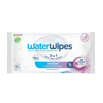 Chusteczki nawilżane dla dorosłych, Adult Care XL 20x30cm, WaterWipes, 30 szt.