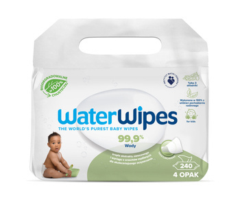 Chusteczki nawilżane dla dzieci teksturowane, Soapberry, WaterWipes, 4x60 szt.