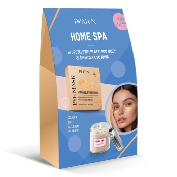 Zestaw Home SPA Płatki pod oczy + Świeca sojowa, Pilaten, 60szt. + 1szt.