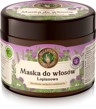  Łopianowa maska do włosów suchych i osłabionych emolientowa, Receptury Zielarki, 300 m