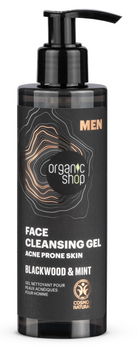 Żel do mycia cery trądzikowej dla mężczyzn, Blackwood & Mint, Organic Shop, 200 ml