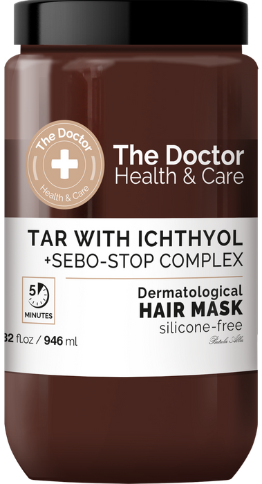 Maska do włosów Przeciw Przetłuszczaniu Dziegieć + Ichthyol + Sebo-Stop Complex, The Doctor  946 ml